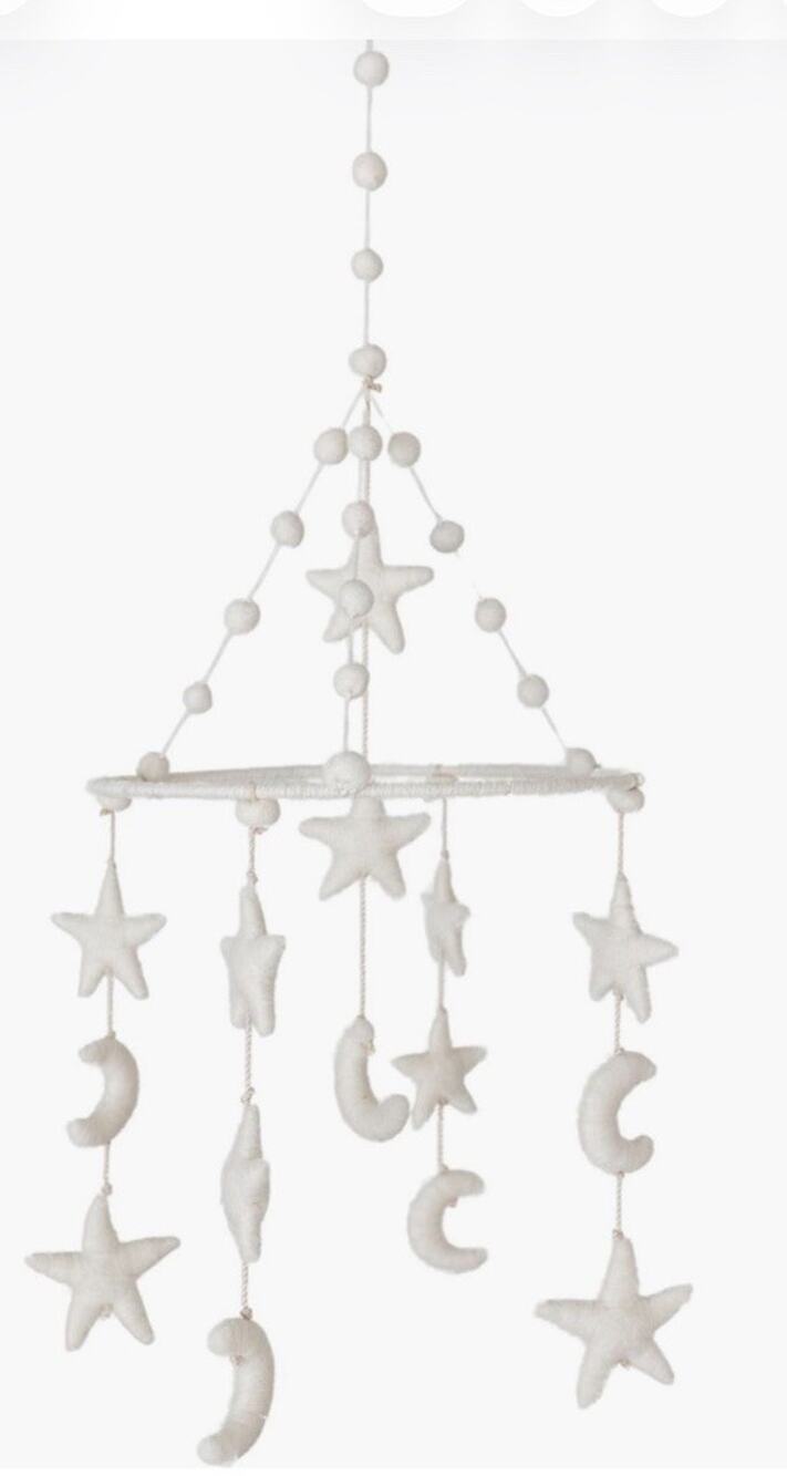 Pehr Classic Mobile Moon Stars White NIB NWT $110